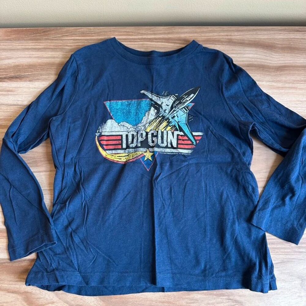 Old Navy Top Gun Boys Long Sleeve T Shirt Size S 6-7 Navy Blue Jet Graphic